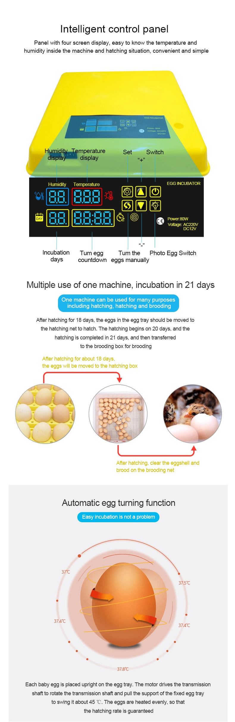 Professional Hatchery Equipment Manufacturers Automatic Mini Egg Incubators Chicken Duck Broiler Incubators for Hatching Eggs